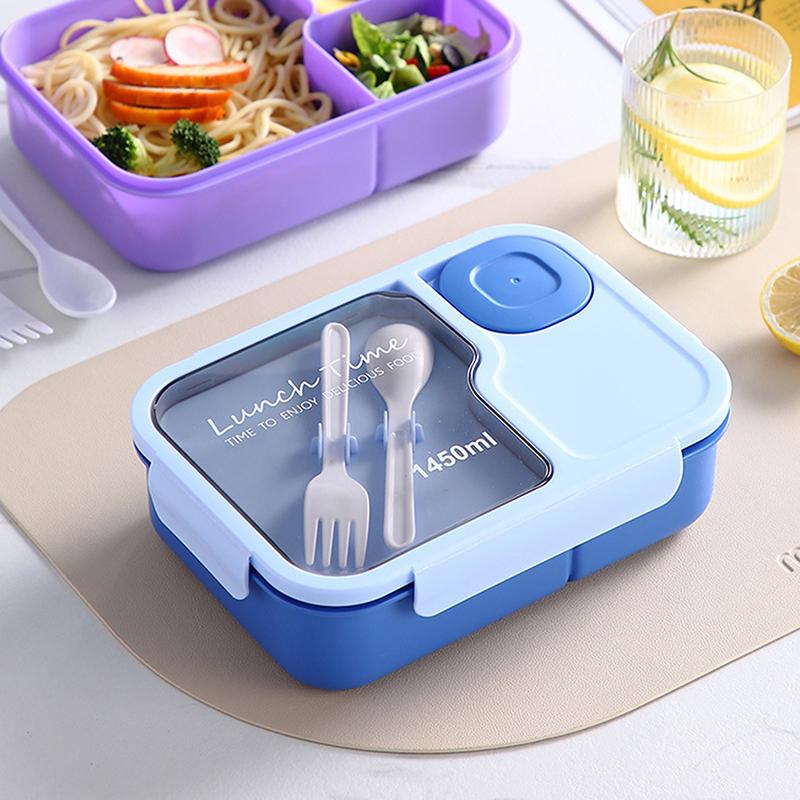 Bento Lunch Box For Kids Girls Cartoon Students Kawaii Cute Heated 3 Grid Sandwich Snack Food Box Special Canteen Food Storage