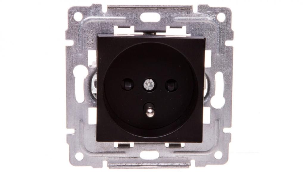 Dante Single Socket Z/U With Shutters Black 450934