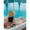 Summer Women's Straw Hat Ladies Luxury Fashion Sun Protection Beach Hat French Panama Bump Top Wide Brim Raff Cap