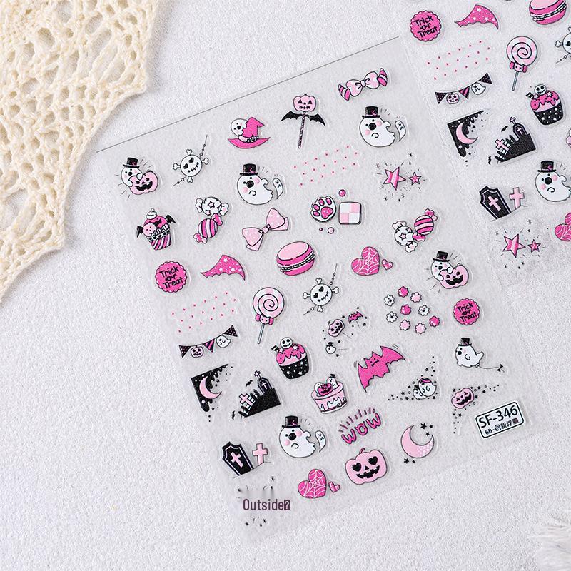 Sky Halloween Ghost Kids Nail Art Stickers - Cartoon Patterns for Journals and Nails