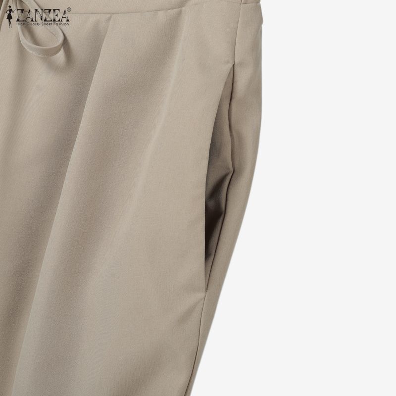 ZANZEA Damen Langarmbluse und lockere Hose Lässige zweiteilige Anzugsets