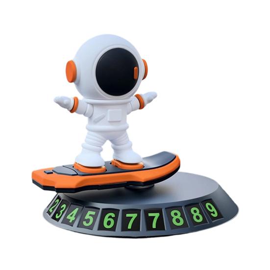 

Rotating Astronaut Dashboard Ornament 2-in-1 Luminous Digital Parking Number Plate with Anti-Slip Base Car Interior Decor Accessories for All Vehicles помаранчевий