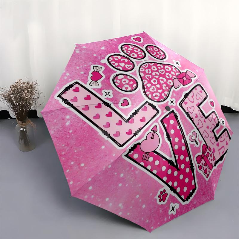 1pc Love Heart Paw Print Gift Umbrella with Plastic Handle,Suitable for All Seasons Umbrellaptys26046