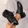 Fashion Summer Casual Square Heel Low Top Single Shoes Women's Paneled Mesh Lace-Up Levelless Deep Mouth Plus Size Women's Shoes