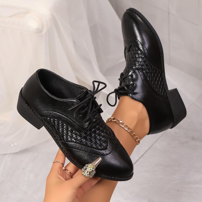 Fashion Summer Casual Square Heel Low Top Single Shoes Women's Paneled Mesh Lace-Up Levelless Deep Mouth Plus Size Women's Shoes