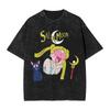 Sailor Moon "Usagi Tsukino Cheeky Pose" Vintage Wash Anime Black Women And Men T-Shirt