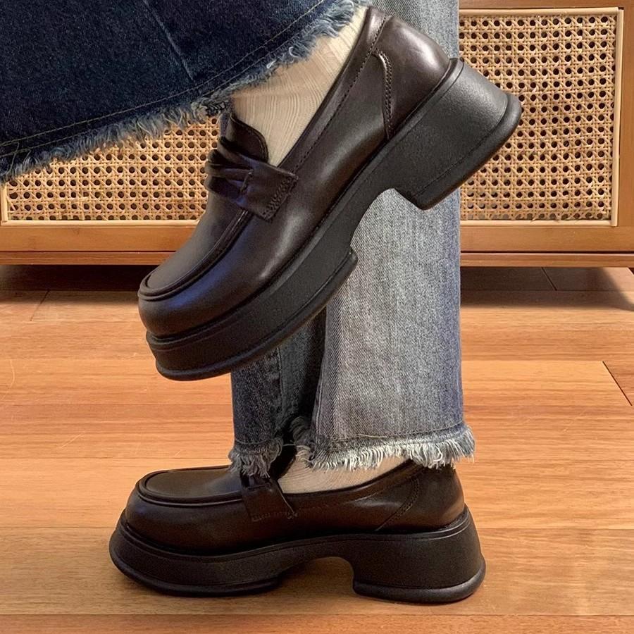 British style platform small leather shoes women's 2025 new spring versatile women's jk single shoes muffin loafers ins tide