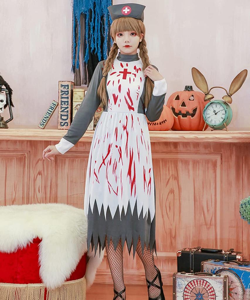 [Milky Time] Halloween Cosplay Dress, Gothic, Church, Nun, Zombie, Sister, Nurse (Nurse)