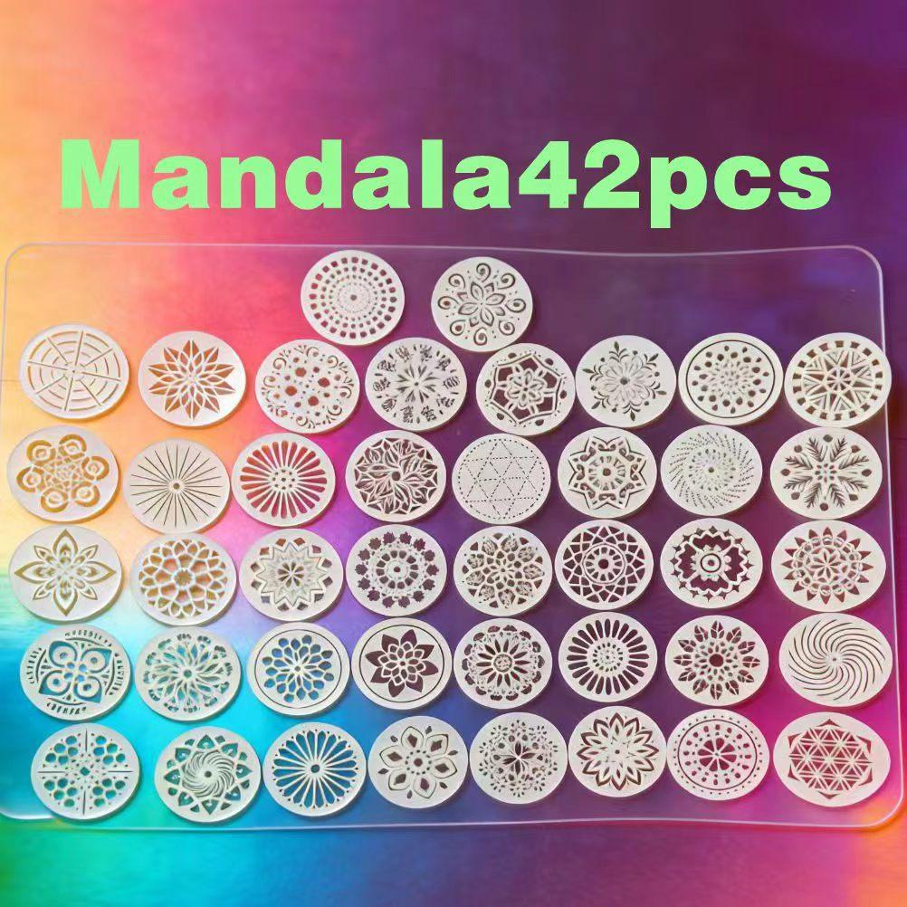 42/35pcs Mandala Stencil Set Reusable Plastic Templates for Rock Painting DIY Crafts Scrapbooking Home Decor Easy to Use