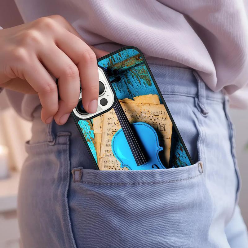 Musical Violin Guitar Phone Case For iPhone 17 Air 15 16e 14 13 Pro Max Coque 12 11 Pro Max PLUS cover