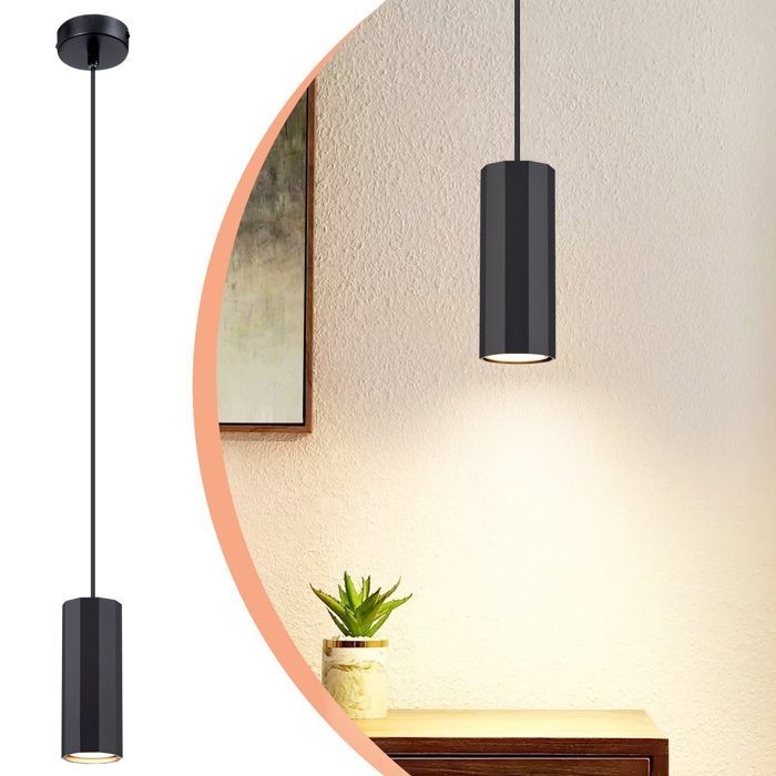 Lampe suspendue - NETTLIFE - 1 ampoule GU10 - Noir - Métal - Moderne