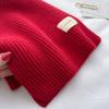 Male Female Student Child Autumn Winter Short Scarf Knitted Yarn New Year Celebration Pure Wine Red Scarf