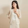 Elegante Cárdigan de Punto Jacquard de Cachemira con Bordes Deshilachados