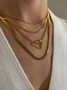 GHIDBK Minimalist Stainless Steel 1mm 2mm 4mm Flat Snake Chain Hollow Heart Pendant Necklace for Women Fashion Stackable Zircon