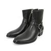 Moda Stivali da Cowboy Traspiranti da Uomo per Esterno Classici Neri Autunnali Comodi con Zip Laterale Punte Alte Scarpe in Pelle