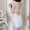 Pure Desire Mesh Gathering Plus Chest Pad Perspective Temptation Hollow Backless Nightdress Robe Loungewear Set