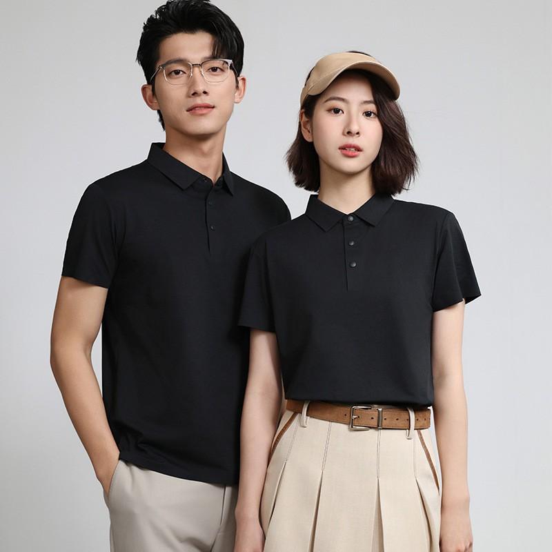 Ice Silk Polo Shirts Men Women Short Sleeve Slim Fit Solid Color Tops