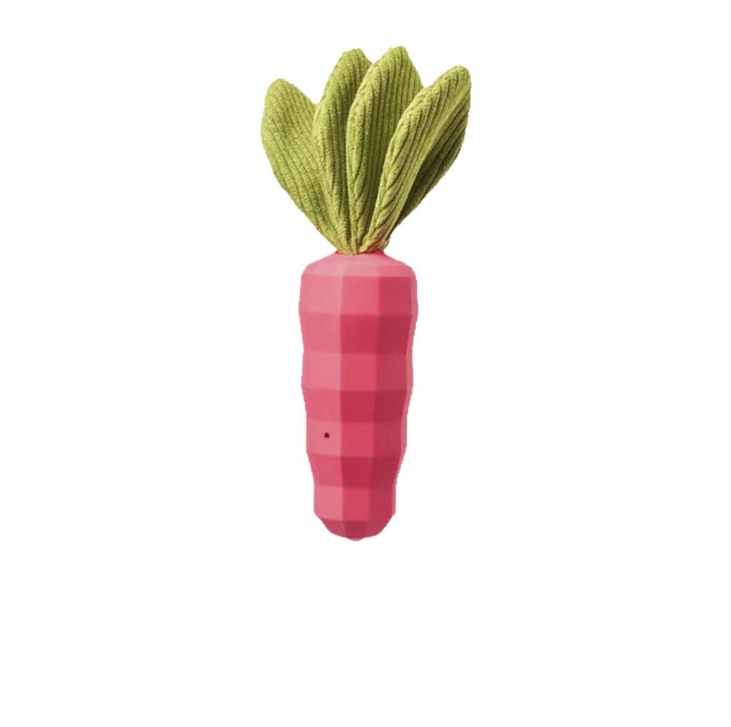 Carrot Squeaky Rubber Dog Toy for Puppy Teething and Entertainment