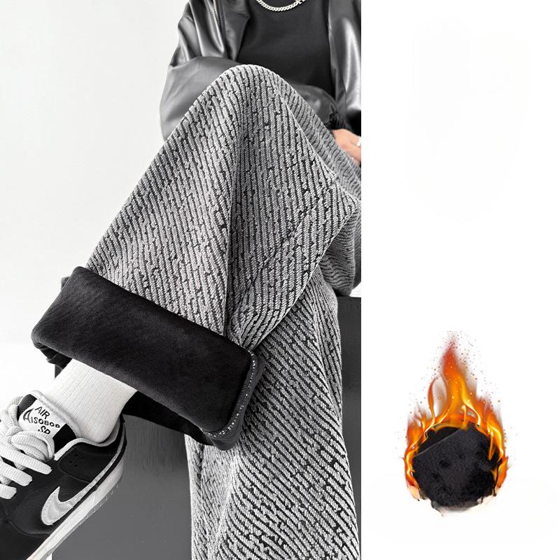 

Полосатые широкие брюки женские осенне-зимние бархатные утолщенные ретро-атмосферные повседневные брюки с драпировкой 2XL