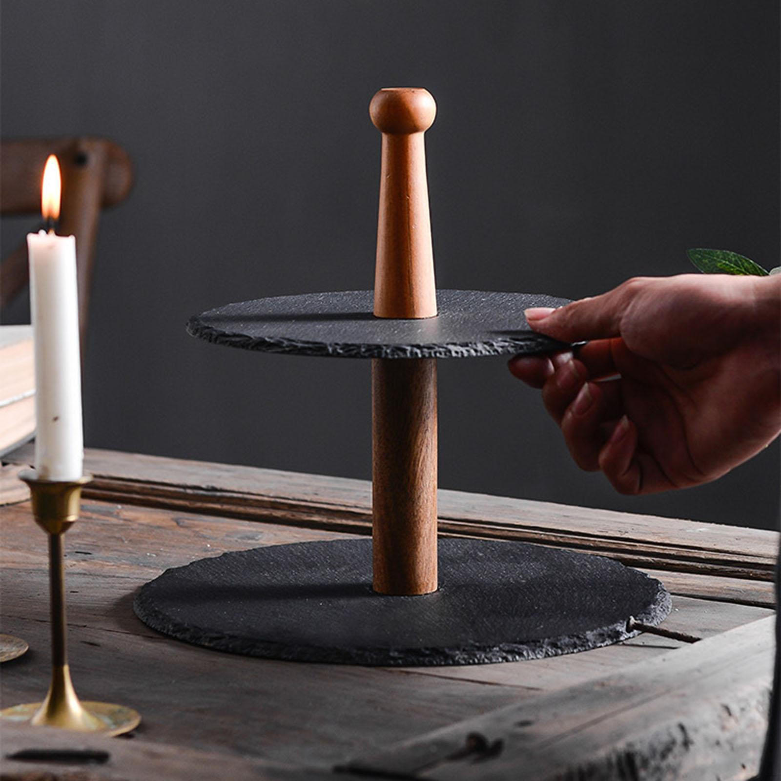 

Подставка для торта, декоративный многоярусный поднос в фермерском стиле, двухслойная тарелка для сухофруктов, сервировочный столик для десерта S