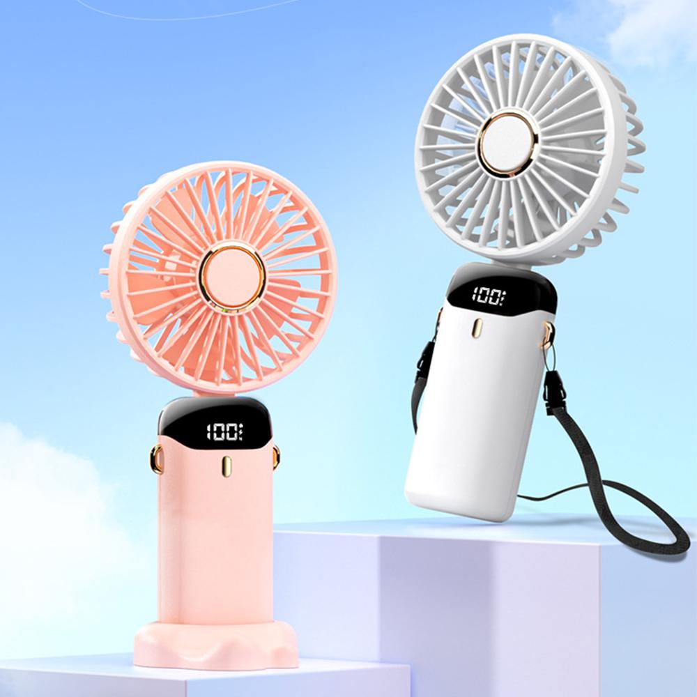 Portable Electric Fan with Smart Led Digital Display Usb Rechargeable Mini Handheld Fan 3000Mah 5 Speed Adjustable Personal Fan