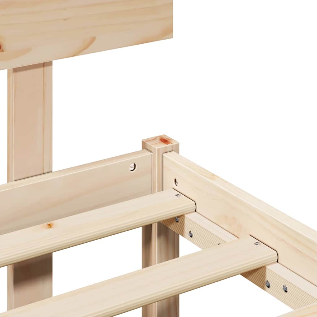 Natural Wooden Bed Frame with Headboard 90 X 190 Cm Solid Pine Wood