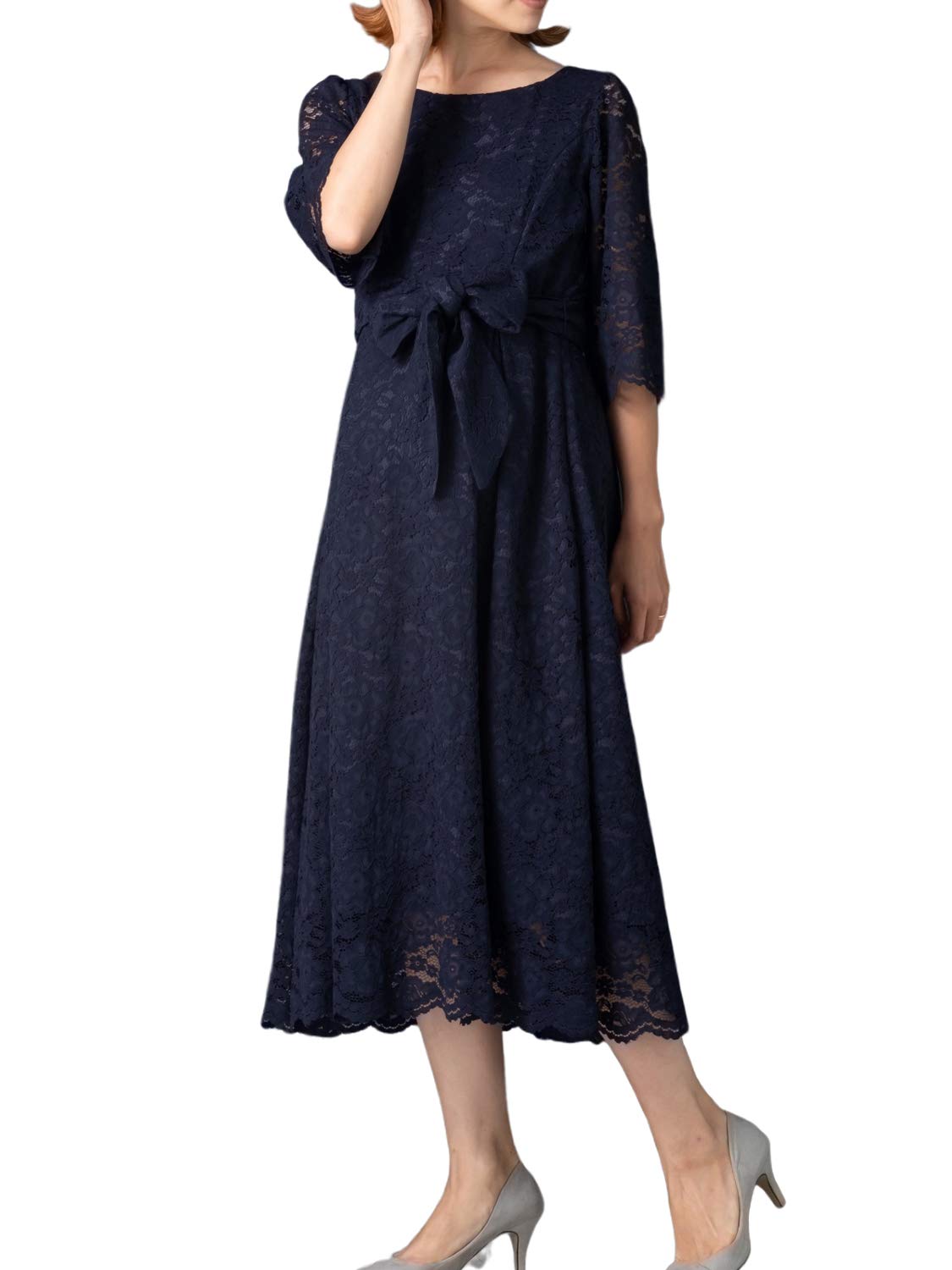 

Платье Sweet Mommy для беременных и кормящих, длинное, размер L, платье, кружевное платье, формальное, свадебное, темно-синее,