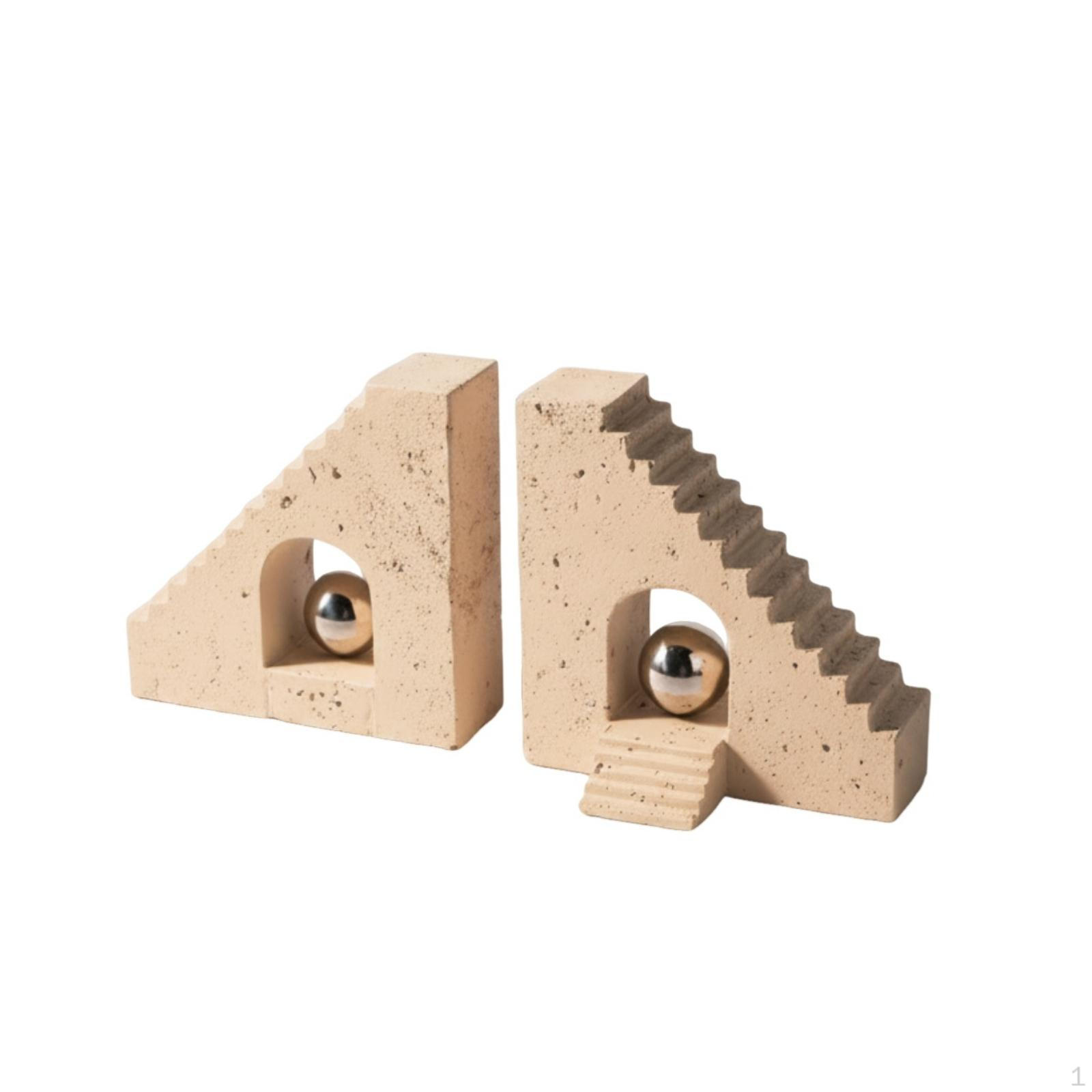 Layered Arch Bookends Speckled Stone Look Architectural Book Stopper