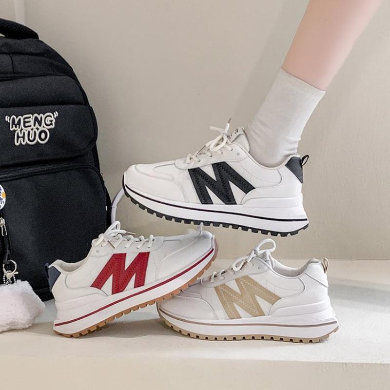 Herbst- und Winterschuhe für Damen, Damen-Sneaker, Weiße Sneaker, Low-Top mit runder Zehenpartie, Schnürschuhe, Freizeitschuhe