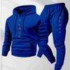 Men's Black Retro Letter Print Two-Piece Jogging Set - Long Sleeve Hoodie & Sweatpants for Winter