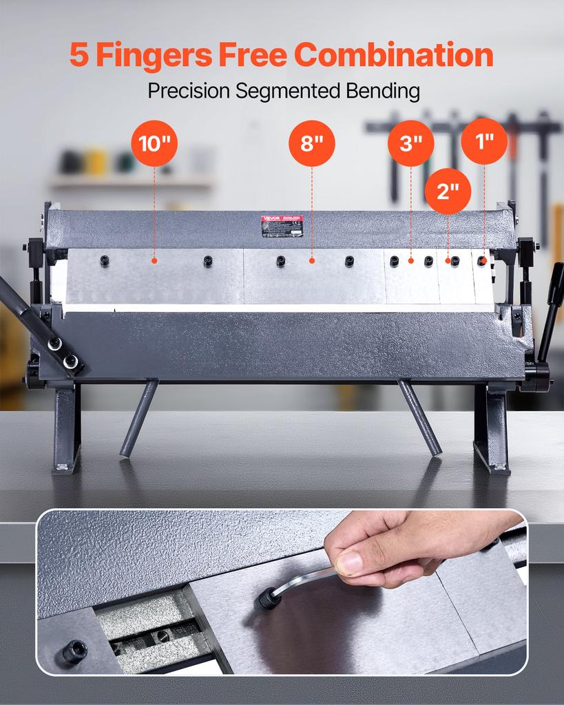 VEVOR Box and Pan Brake, 610 Mm/24 Inch Sheet Metal Bending Brake,16-Gauge Mild Steel Capacity, 0-135 Degree Adjustable