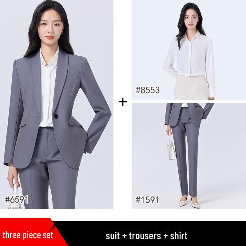 Women's Blue Suit Set for College Students: Spring/Autumn Interview & Professional Wear