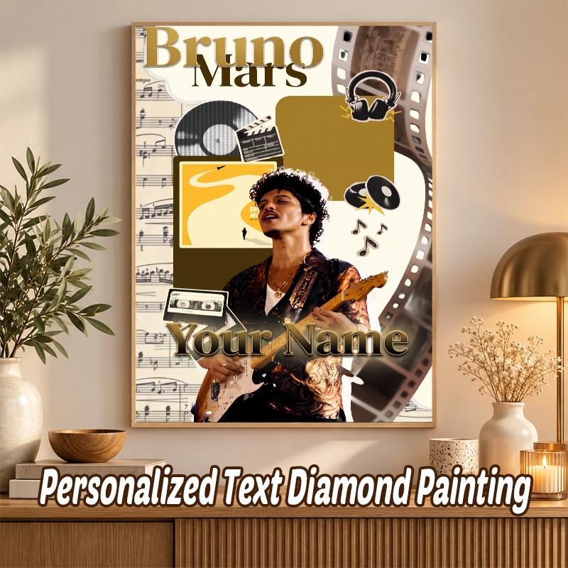 Bruno Mars Custom Name Text 5D Diamond Painting Kit DIY Full Drill Diamond Art Decoration