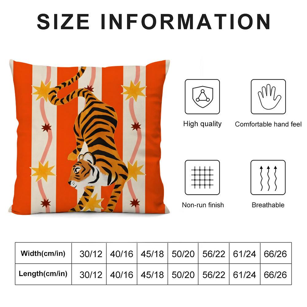Animal Style Tiger Fashion Cushion Cover Pillowcase Ultra Soft Skin Friendly Fabric Cloud Like Comfort & Concealed Zipper
