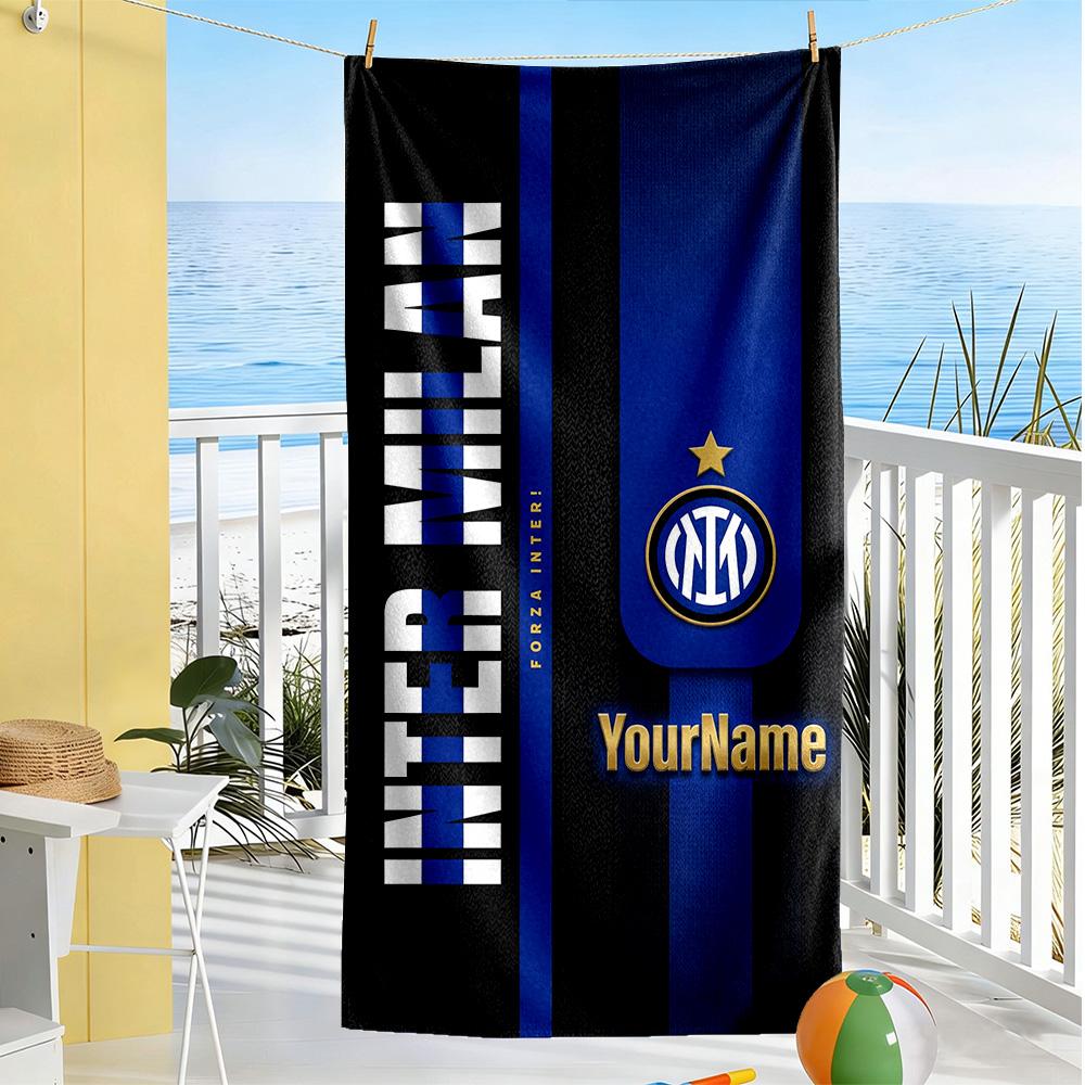 Inter Milan Customize Your Name Beach Towel High Absorbency & Quick-Dry