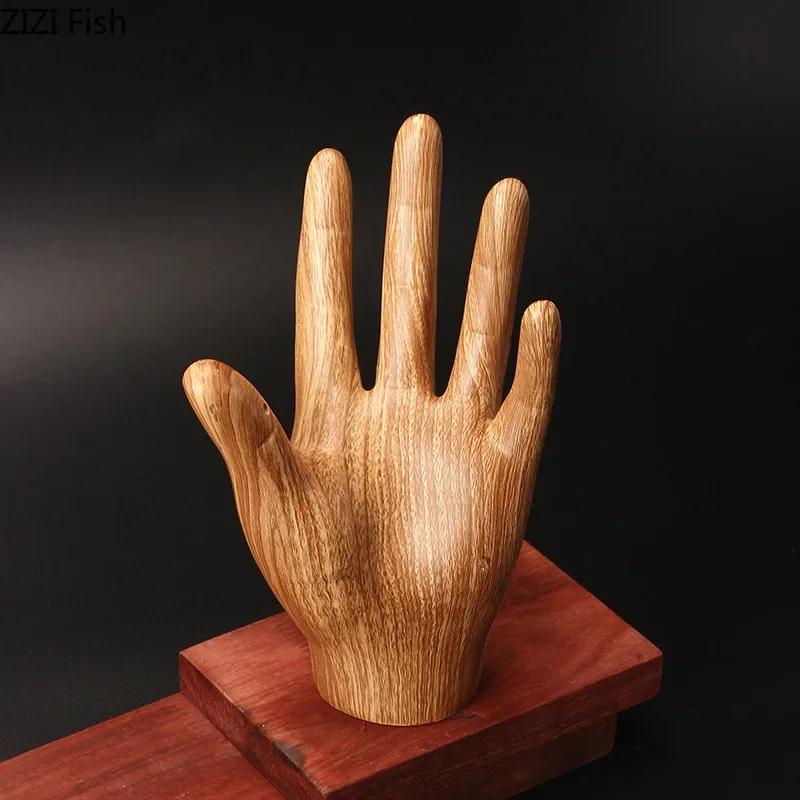 Kreative Imitation Holz Handfläche Skulptur Schreibtisch Dekoration Handwerk Charakter Handfläche Statue Harz Ornamente Raum Ästhetik Dekor