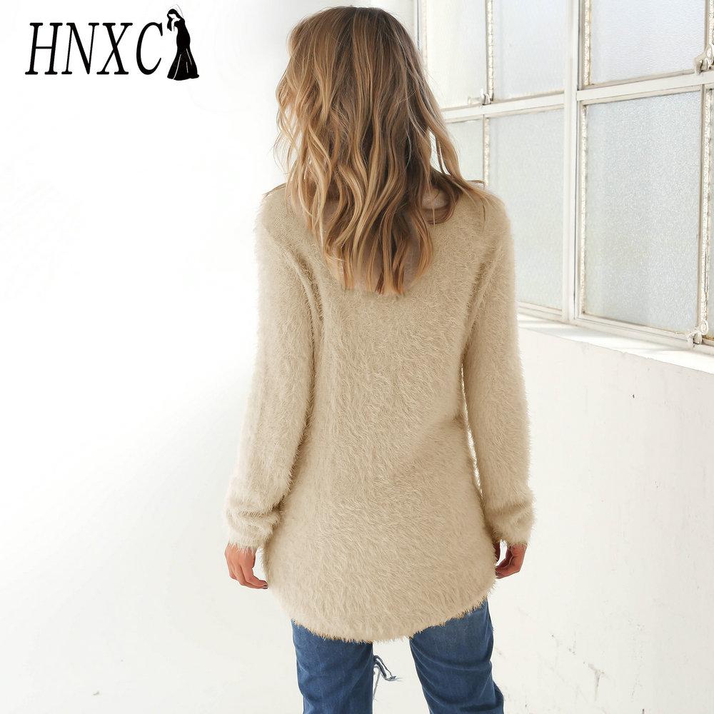 HNXC Women's Fashion Casual Solid Color Print Autumn Winter Long Sleeve O-Neck Loose Sweaters