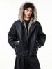 American Retro Double-Sided Hooded Cotton Jacket with Fur Collar and Mountain Eagle Design