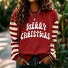 Women's Fashion Long Sleeve Christmas Print Neck Pullover Sweatshirt Top