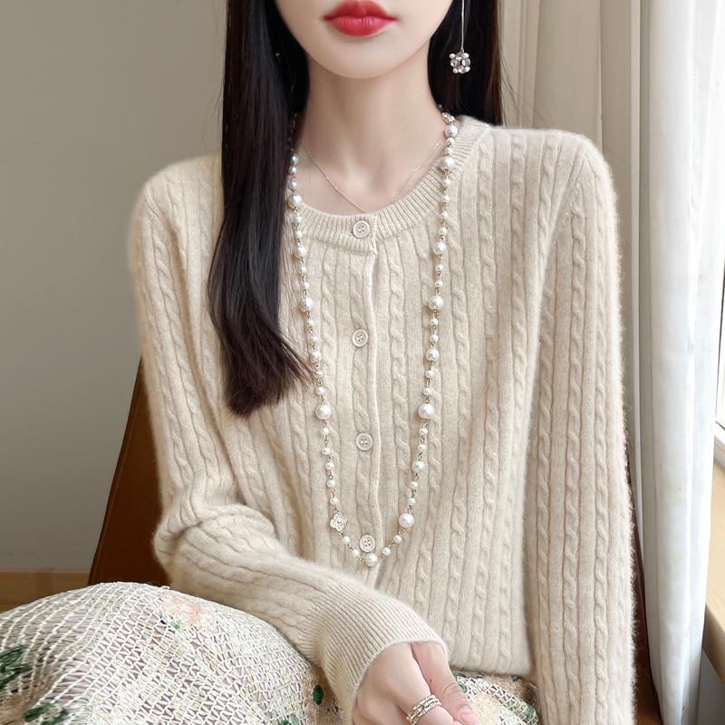 

Женский кардиган Qinghe Cashmere из 30% кашемира - Мягкий и теплый свитер из шерстяной смеси XL бежевый