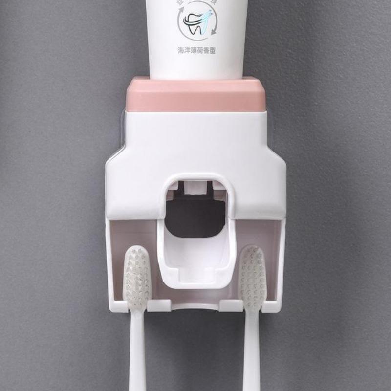 Kreative Wandmontage Automatischer Zahnpastaspender Badezimmer-Zubehör-Set Wasserdichter fauler Zahnpasta-Quetscher Zahnbürstenhalter