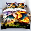 Pokémon Charizard Potisk Ložní Sada Dětská 3dílná King Size Ložní Sada Povlak na polštář Dospělý Dítě Přikrývka do ložnice na dárky