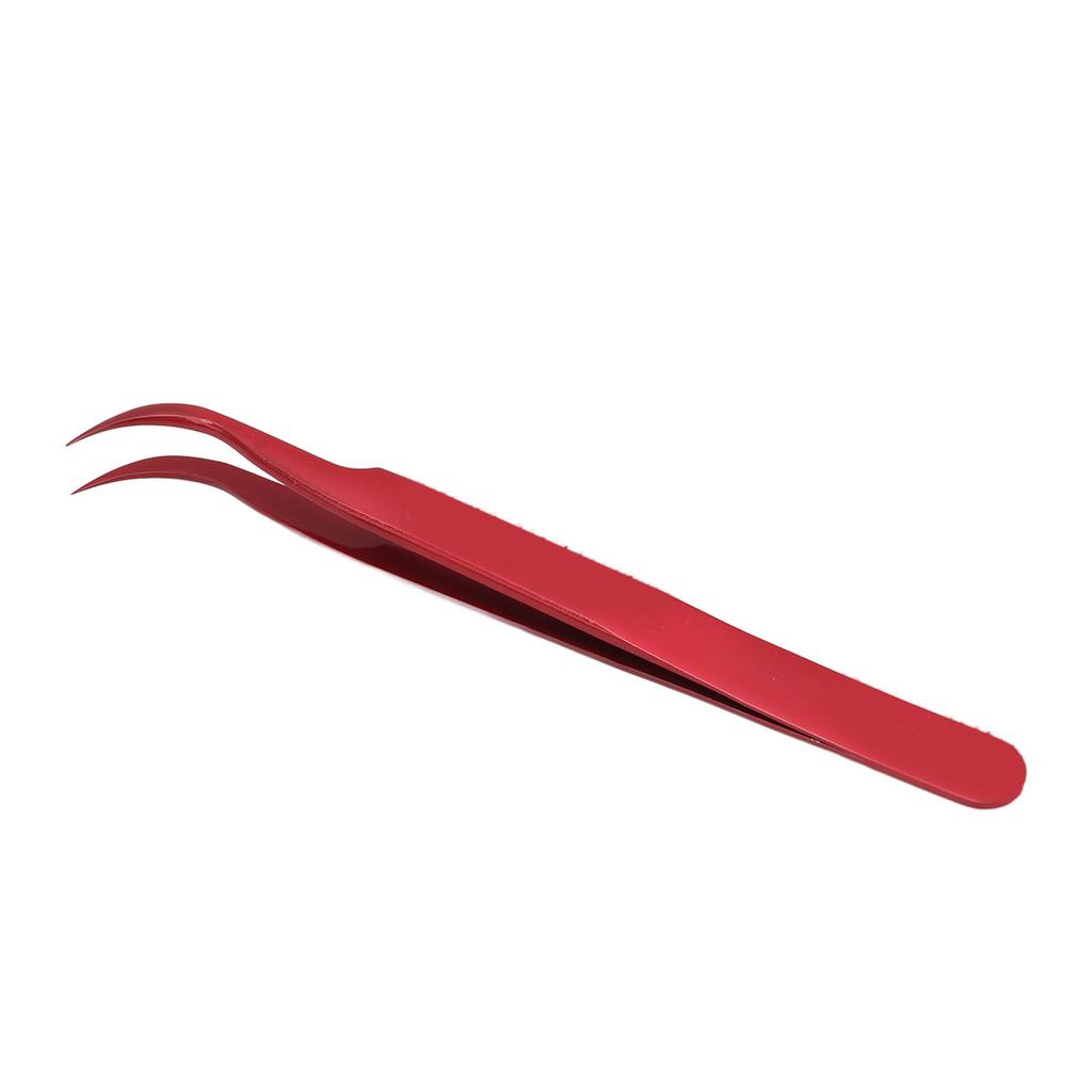 Tweezers Aluminium Alloy Curved Tip Antimagnetic Tool for Electronic Repair Maintenance Red