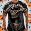 Skull Beer 3D Printed Gothic Horror Skull Men's Printed T-Shirt Party Street Casual T-Shirt Short Sleeve Round Neck Shirt Tops