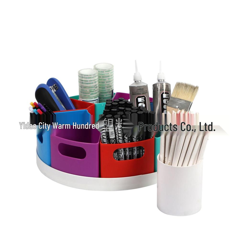 12-Inch Rotatable 9-Grid Pen and Brush Holder for Home or Office.