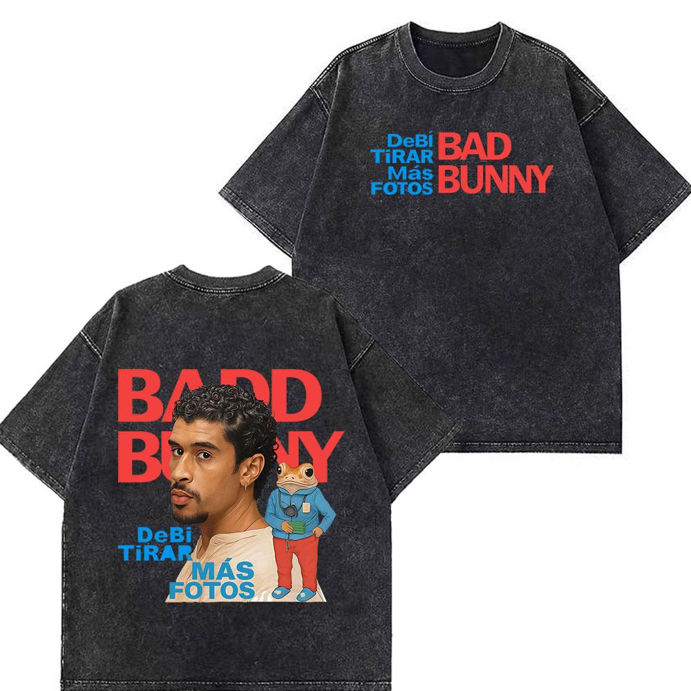 Rapper Bad Bunny Tour  Debi Tirar Mas Fotos DTMF Merch Tshirt Unisex Fashion  Summer ONeck Tee Hip Hop Vintage Washed Tshirts