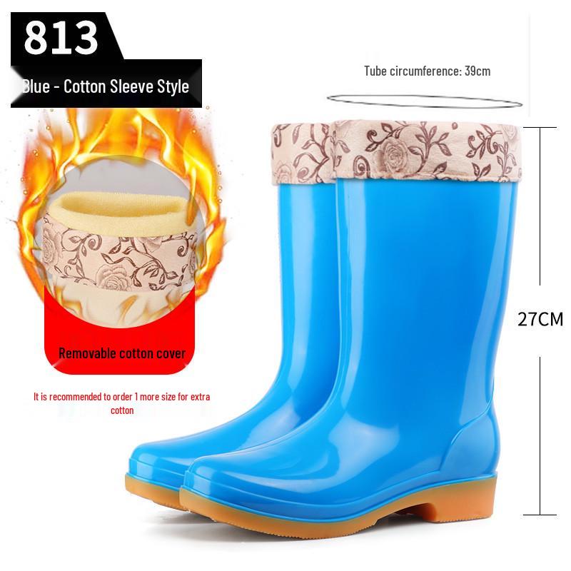 Simple Four Seasons Waterproof Women's High-Top Rain Boots and Shoes for Labor Protection and Cleaning