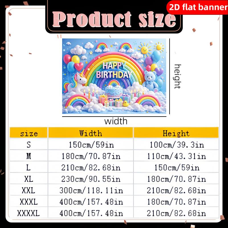 2D Background Cloth 1pc Rainbow Unicorn Theme Birthday Party Background Cloth Polyester Background Decorative Banner
