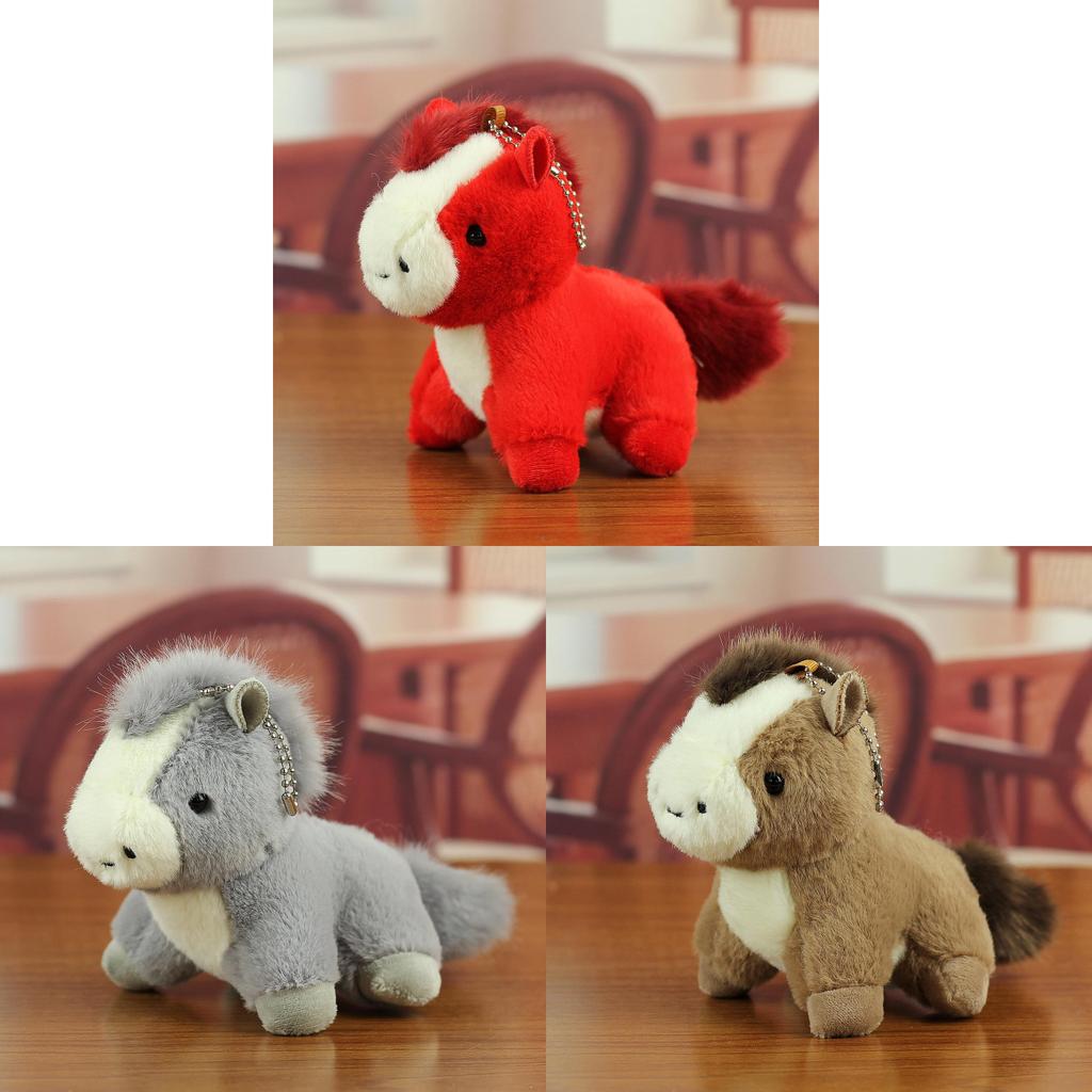 Plush Horse Pendant Keychain With Cute Embroidered Design For Bag Decoration