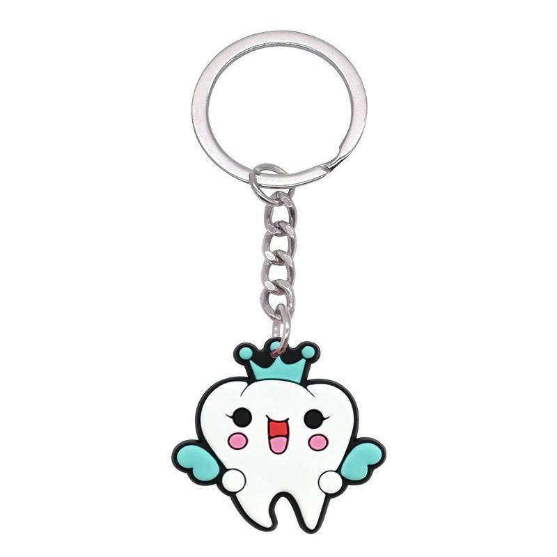10 Pcs Dental Tooth Shape Model Simulation Keychain  Keyring Cartoon Lovely Girls Kids Gift Pendant Teeth Key Chain
